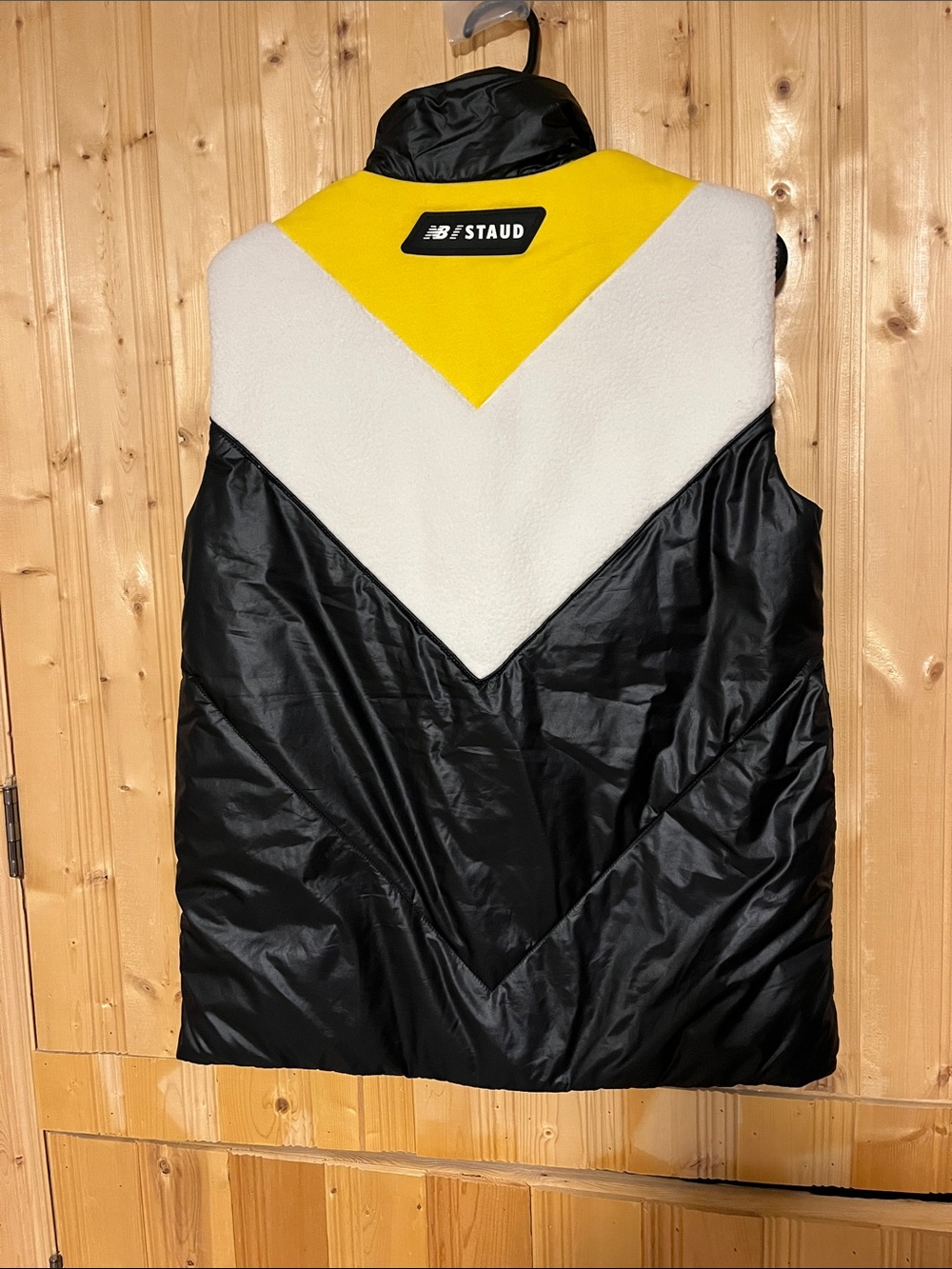 New Balance Black, White & Yellow Colorblock Puffer Vest
